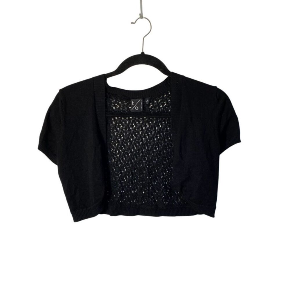 T/O women’s black whimsigoth Gothic crocheted shrug top med
